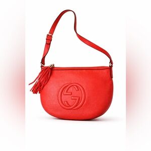 Authentic Gucci Vibrant Red Leather Shoulder Bag Certificate of Authenticity